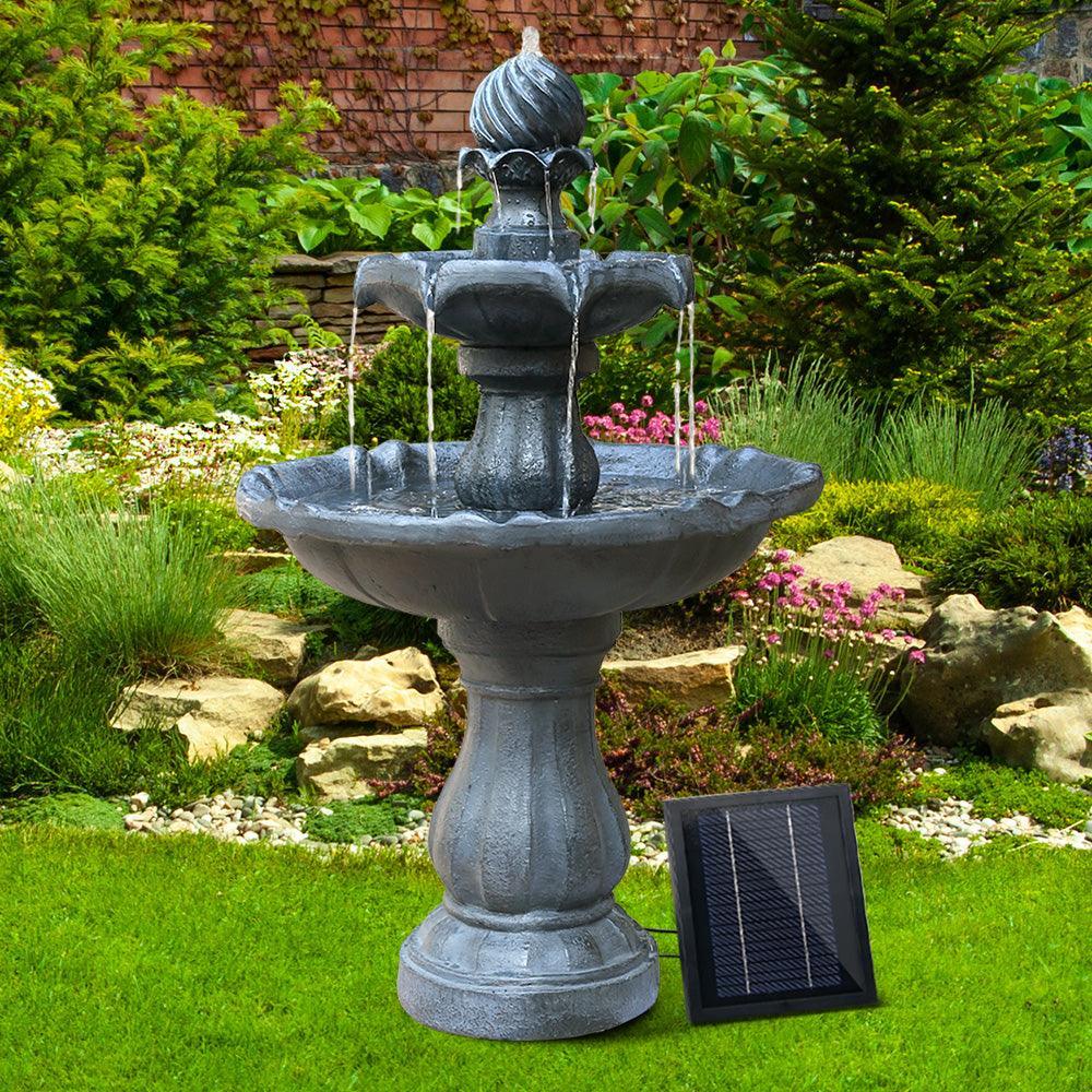 Gardeon 3-Tier Solar Powered Water Fountain in Black - John Cootes