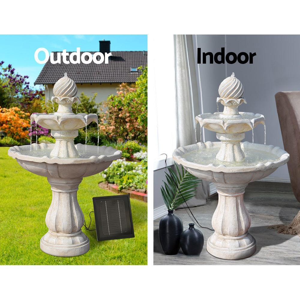 Gardeon 3 Tier Solar Powered Water Fountain - Ivory - John Cootes