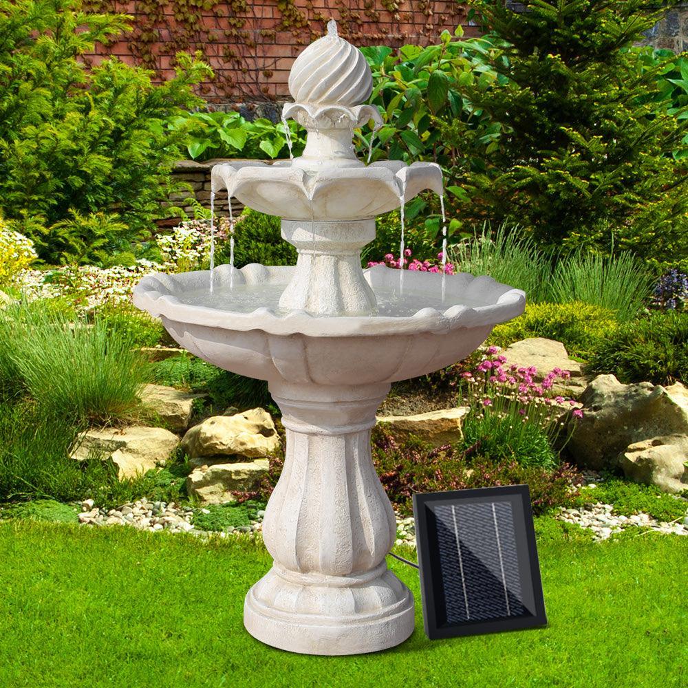 Gardeon 3 Tier Solar Powered Water Fountain - Ivory - John Cootes