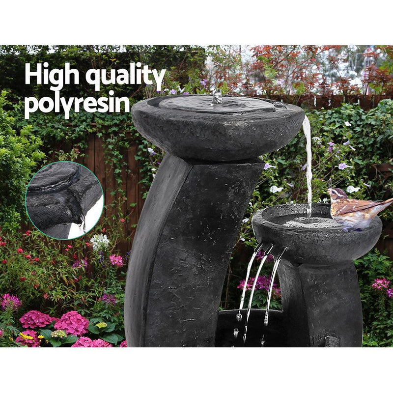 Gardeon 3 Tier Solar Powered Water Fountain with Light - Blue - John Cootes