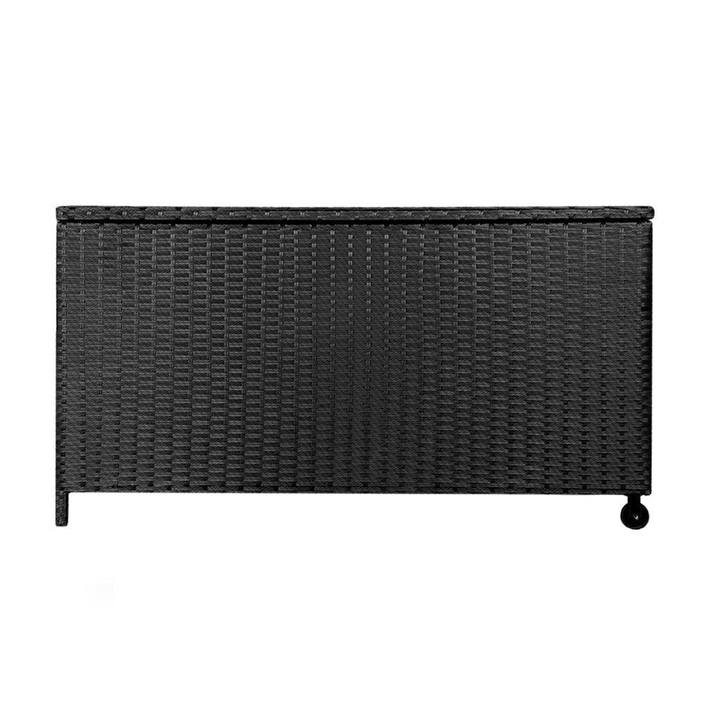 Gardeon 320L Outdoor Wicker Storage Box - Black - John Cootes