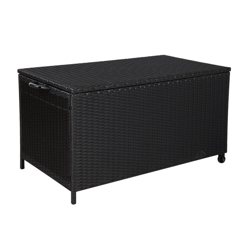 Gardeon 320L Outdoor Wicker Storage Box - Black - John Cootes