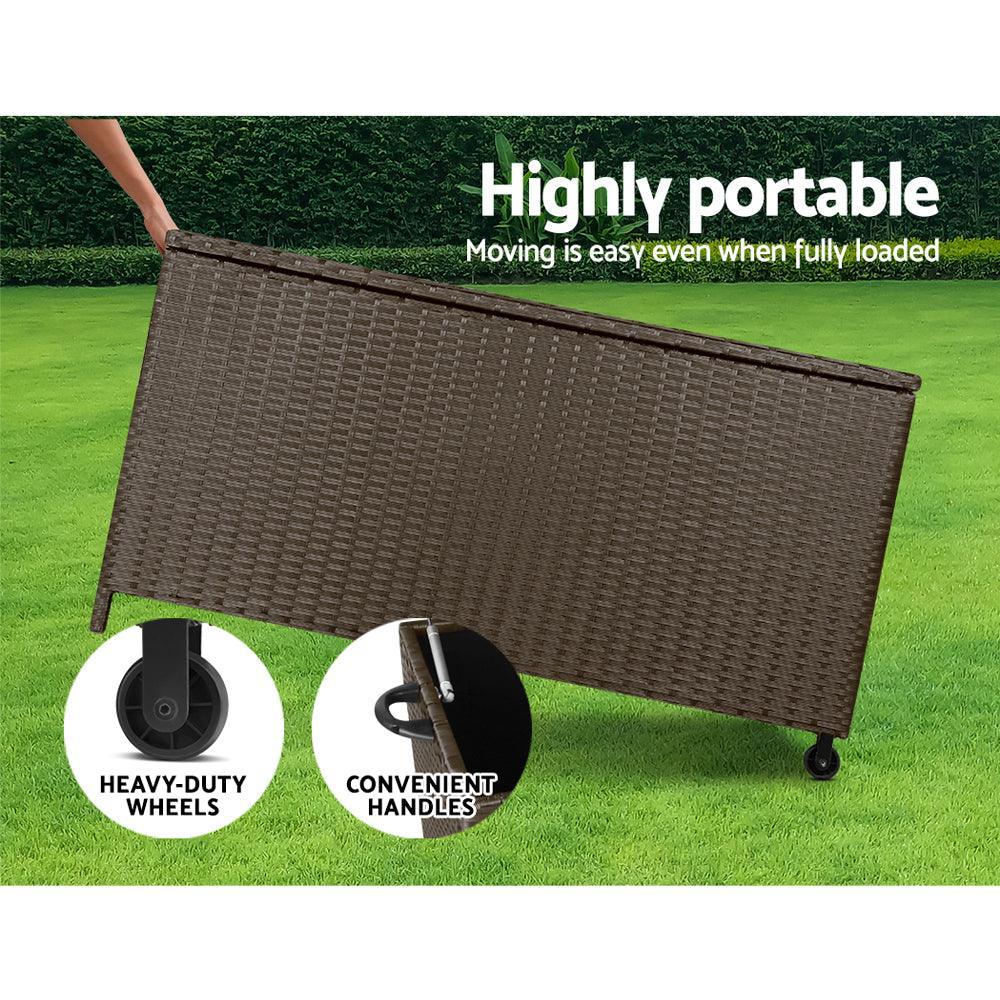 Gardeon 320L Outdoor Wicker Storage Box - Brown - John Cootes