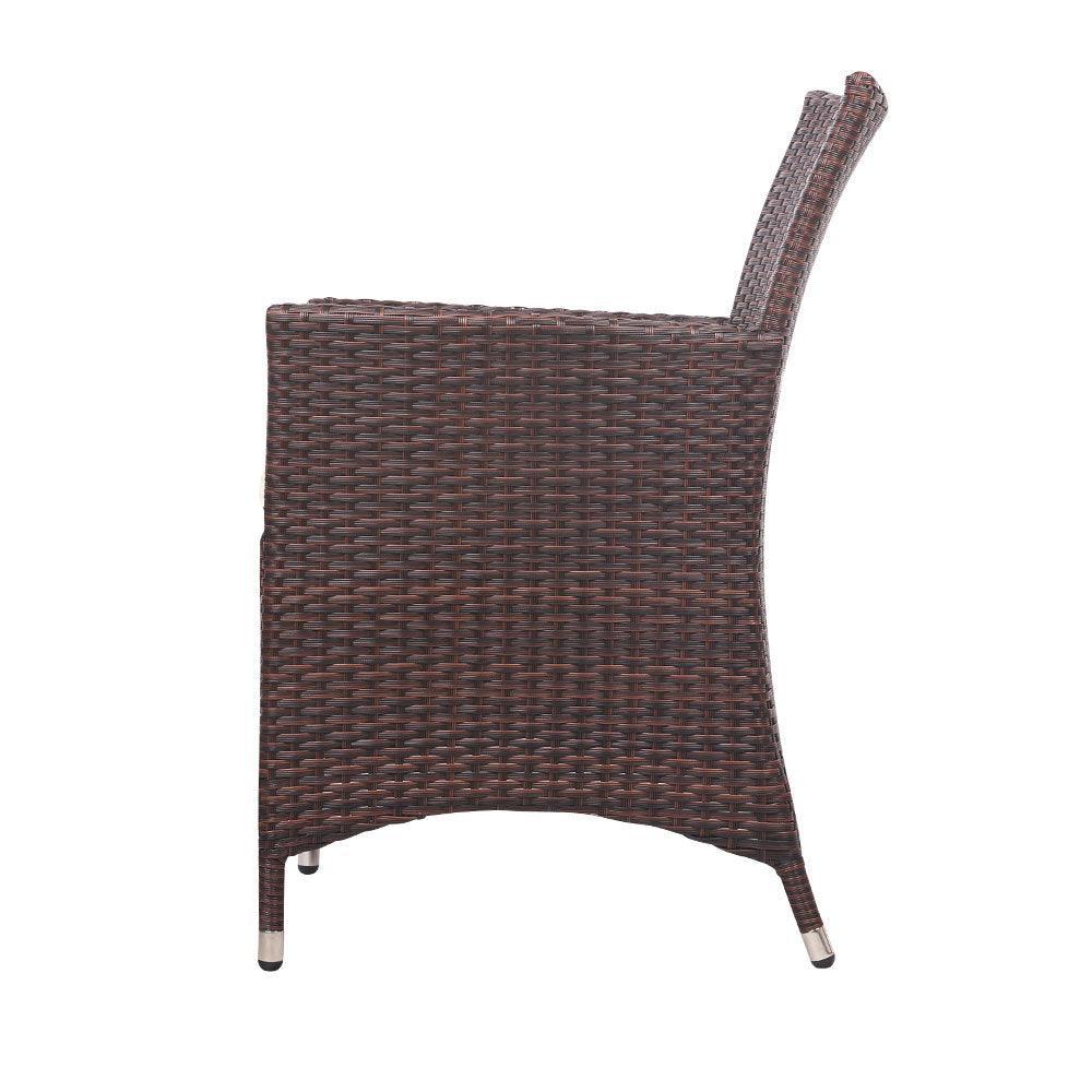 Gardeon 3pc Rattan Bistro Wicker Outdoor Furniture Set Brown - John Cootes