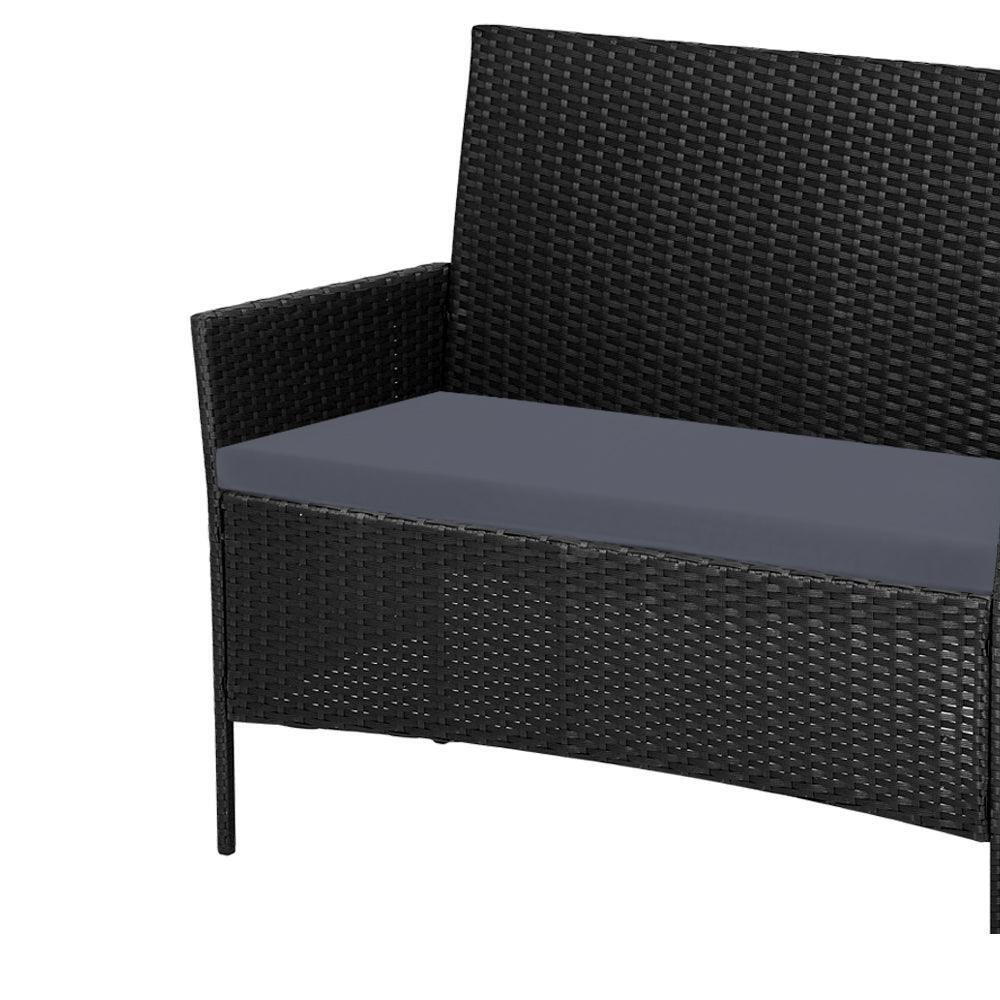 Gardeon 4-piece Outdoor Lounge Setting Wicker Patio Furniture Dining Set Black - John Cootes