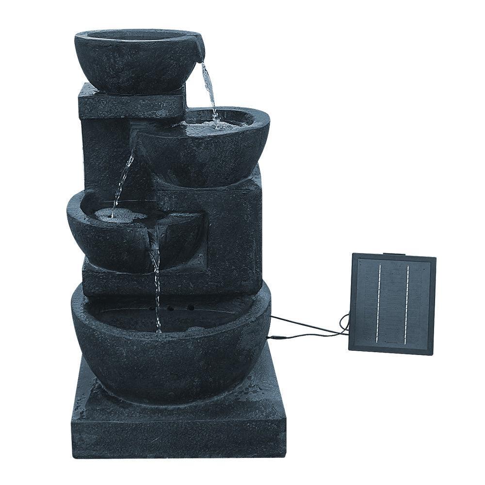 Gardeon 4 Tier Solar Powered Water Fountain with Light - Blue - John Cootes