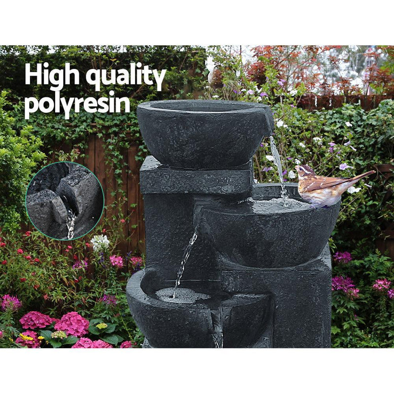 Gardeon 4 Tier Solar Powered Water Fountain with Light - Blue - John Cootes