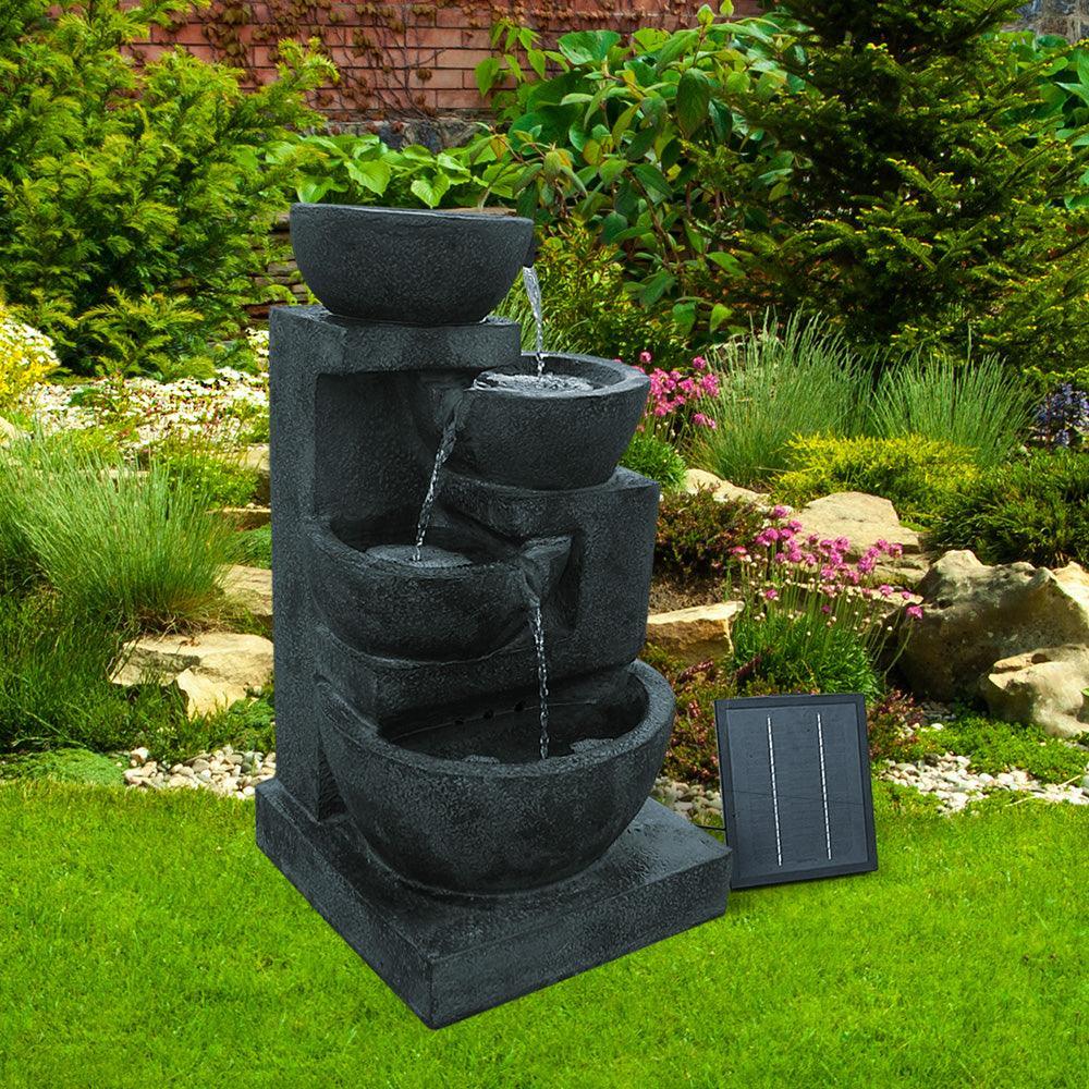 Gardeon 4 Tier Solar Powered Water Fountain with Light - Blue - John Cootes