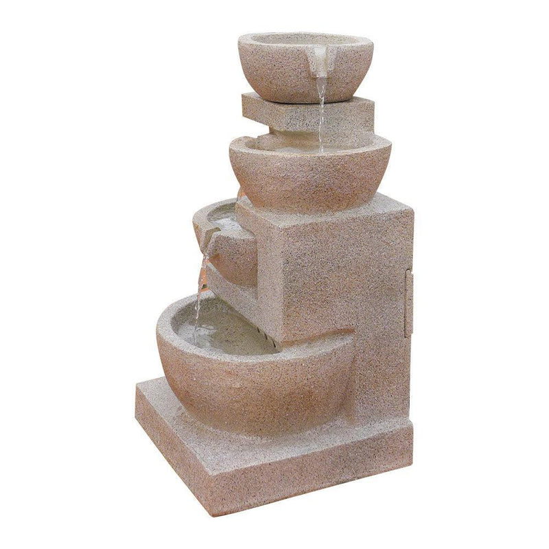 Gardeon 4 Tier Solar Powered Water Fountain with Light - Sand Beige - John Cootes