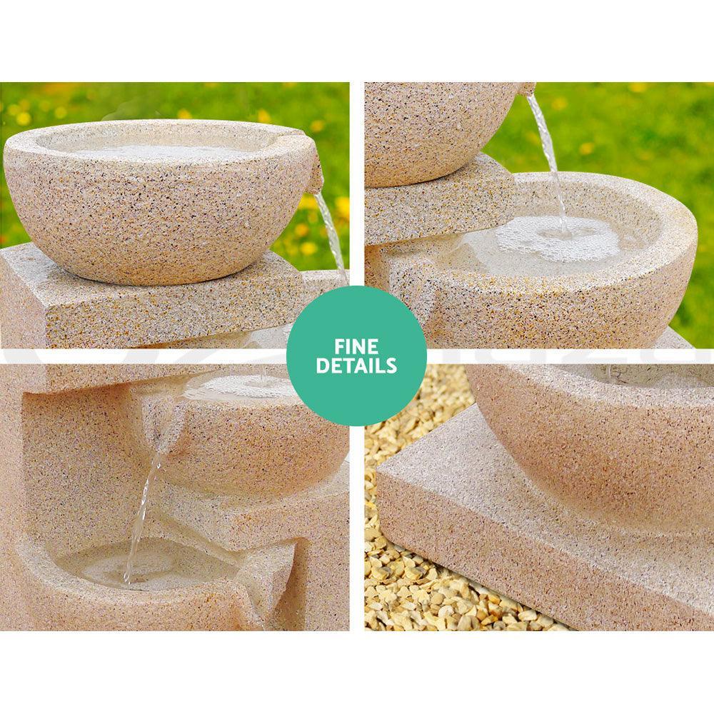 Gardeon 4 Tier Solar Powered Water Fountain with Light - Sand Beige - John Cootes