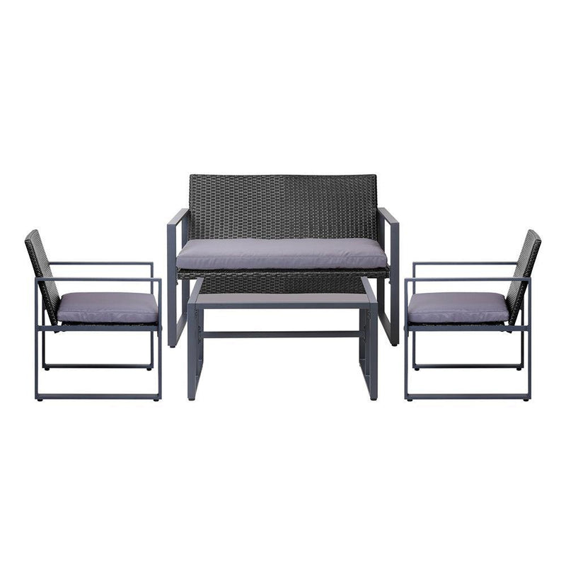 Gardeon 4PC Outdoor Furniture Patio Table Chair Black - John Cootes