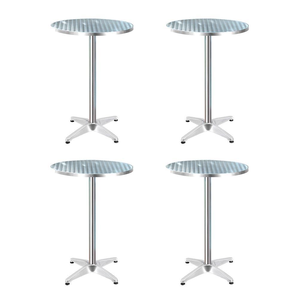 Gardeon 4pcs Outdoor Bar Table Furniture Adjustable Aluminium Cafe Table Round - John Cootes