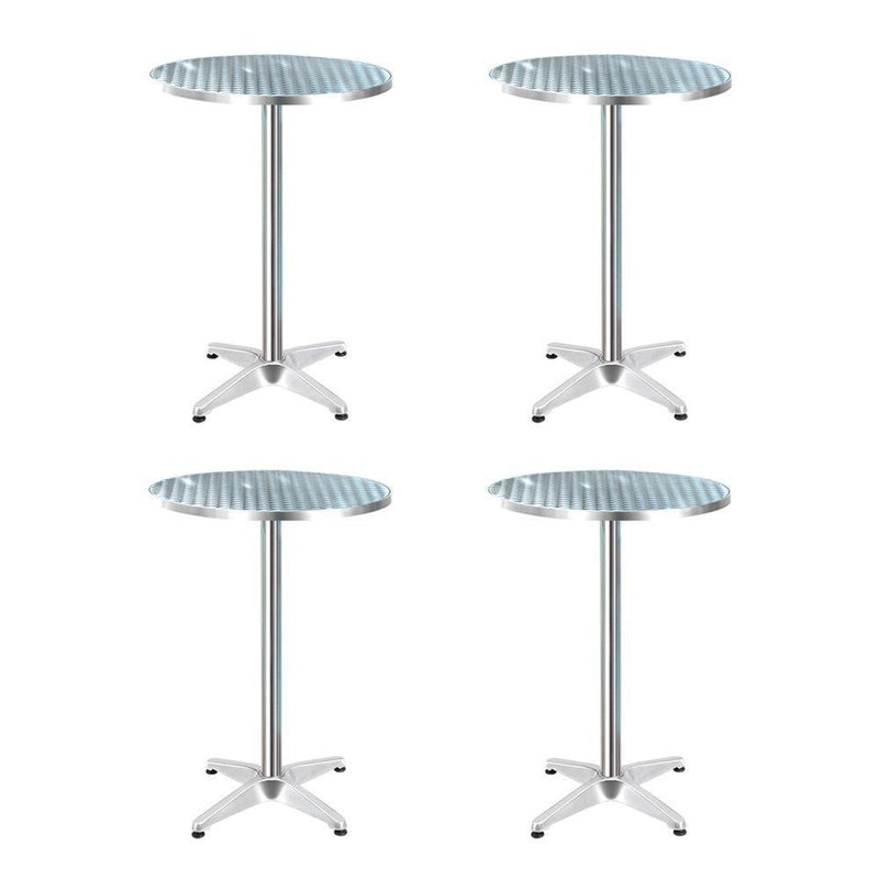 Gardeon 4pcs Outdoor Bar Table Furniture Adjustable Aluminium Cafe Table Round - John Cootes
