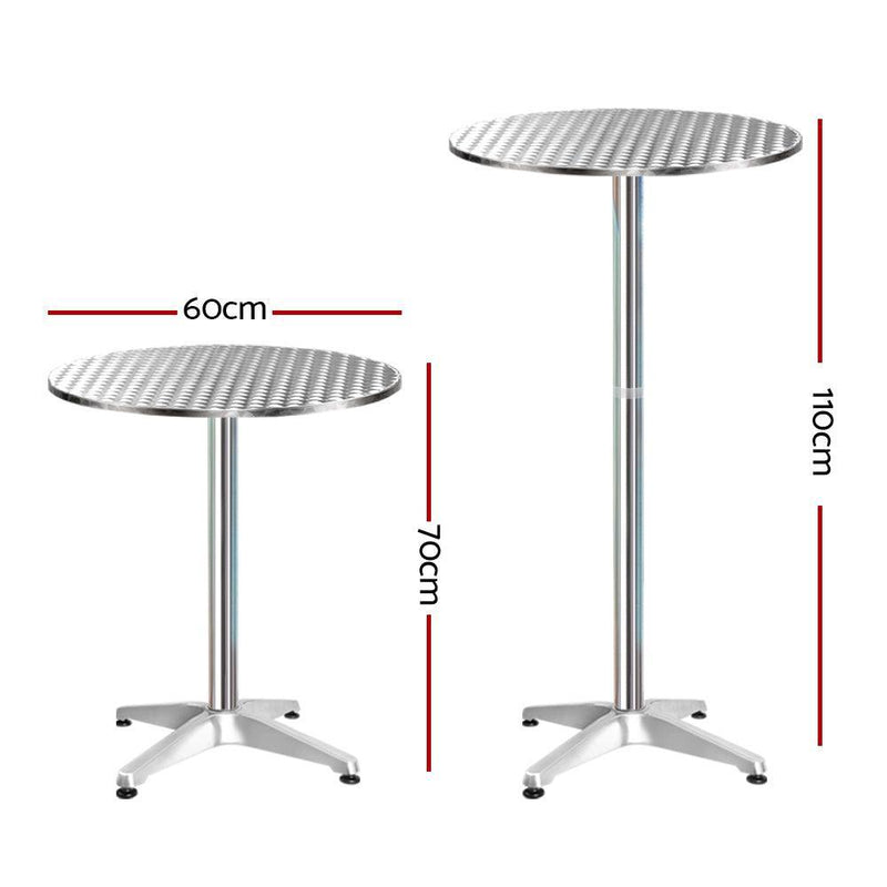 Gardeon 4pcs Outdoor Bar Table Furniture Adjustable Aluminium Cafe Table Round - John Cootes
