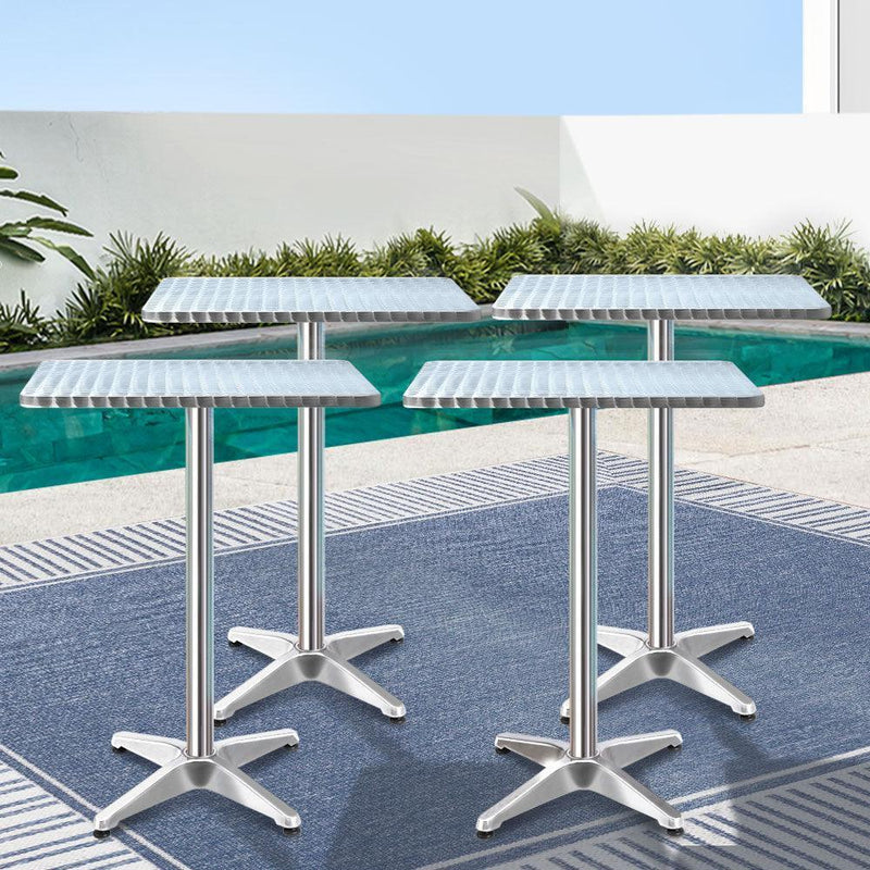 Gardeon 4pcs Outdoor Bar Table Furniture Adjustable Aluminium Square Cafe Table - John Cootes