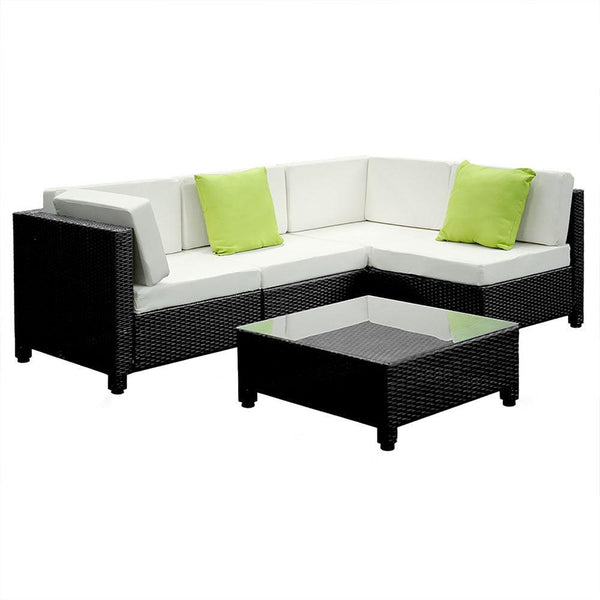 Gardeon 5PC Outdoor Furniture Sofa Set Lounge Setting Wicker Couches Garden Patio Pool - John Cootes