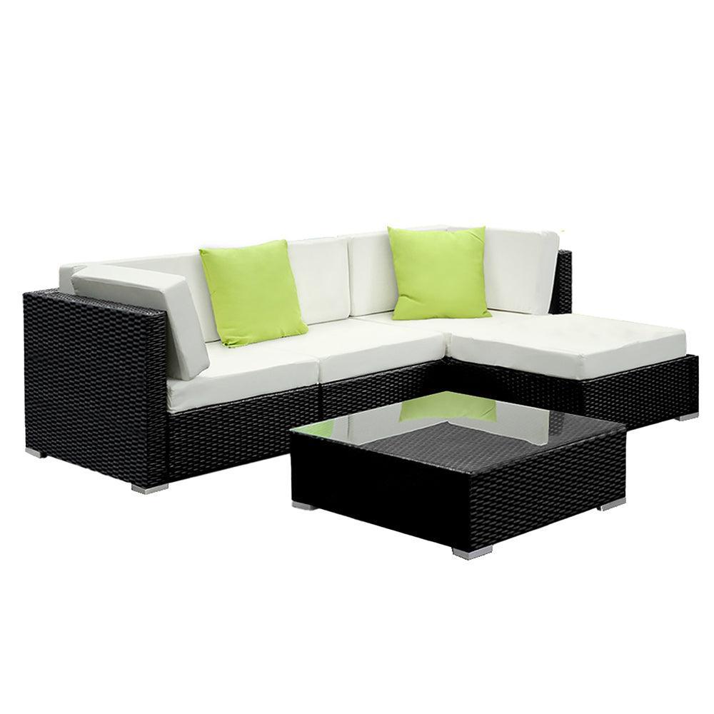 Gardeon 5PC Outdoor Furniture Sofa Set Wicker Garden Patio Pool Lounge - John Cootes