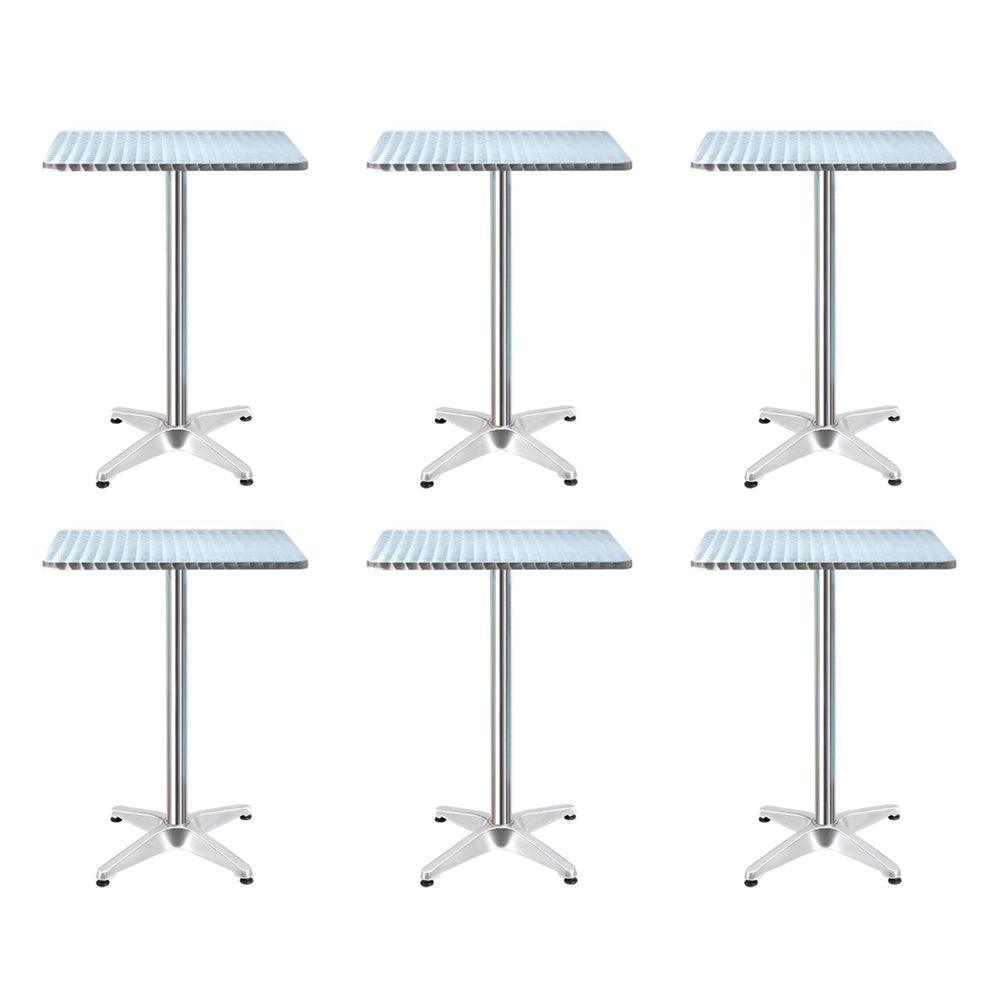 Gardeon 6pcs Outdoor Bar Table Furniture Adjustable Aluminium Square Cafe Table - John Cootes