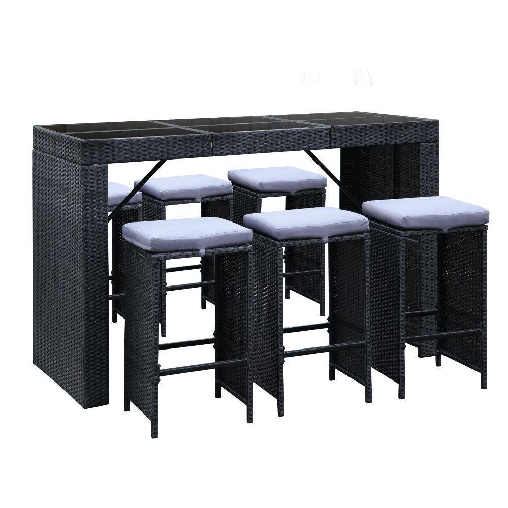 Gardeon 7 Piece Outdoor Dining Table Set - Black - John Cootes