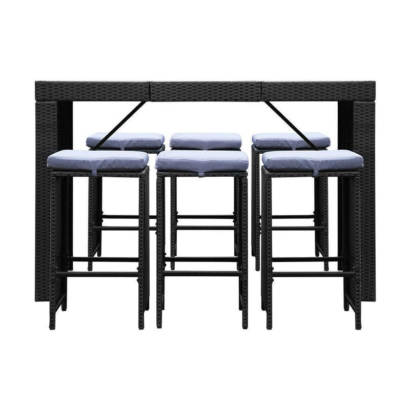 Gardeon 7 Piece Outdoor Dining Table Set - Black - John Cootes