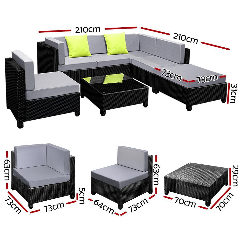 Gardeon 7PC Sofa Set Outdoor Furniture Lounge Setting Wicker Couches Garden Patio Pool - John Cootes