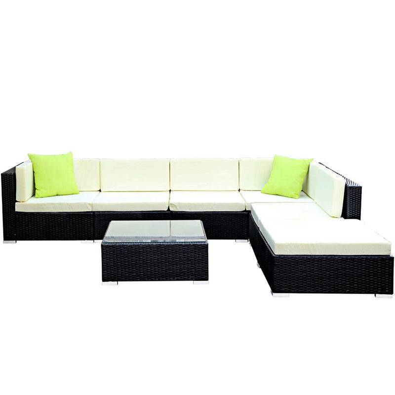 Gardeon 7PC Sofa Set with Storage Cover Outdoor Furniture Wicker - John Cootes