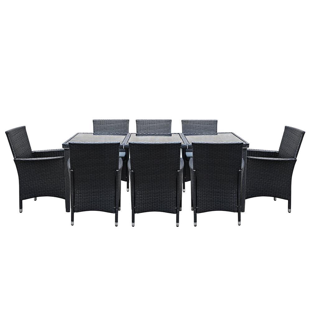 Gardeon 9 Piece Outdoor Dining Set - Black - John Cootes