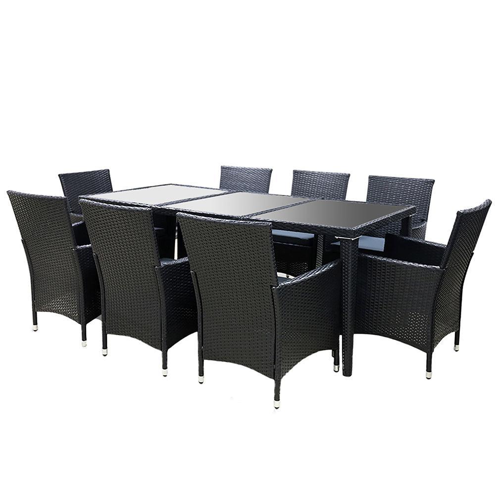 Gardeon 9 Piece Outdoor Dining Set - Black - John Cootes