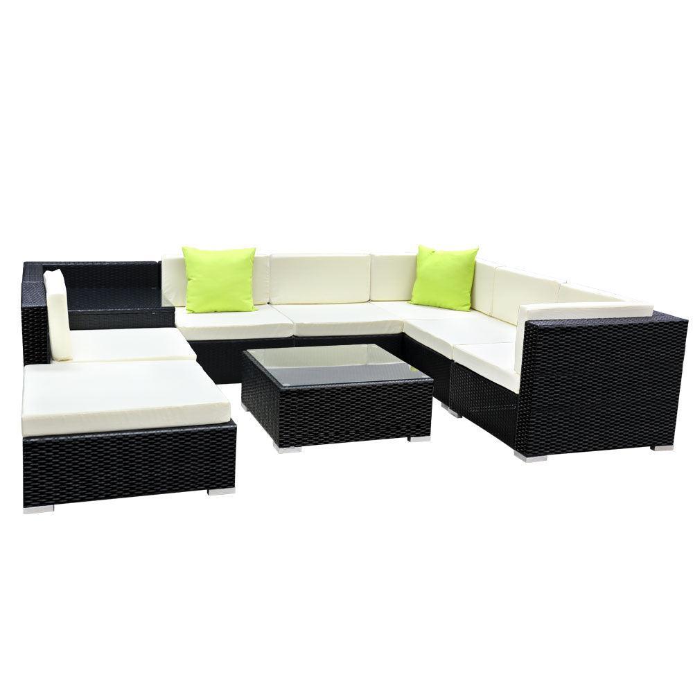 Gardeon 9PC Outdoor Furniture Sofa Set Wicker Garden Patio Pool Lounge - John Cootes