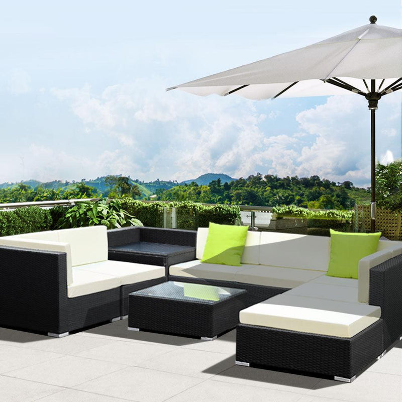 Gardeon 9PC Outdoor Furniture Sofa Set Wicker Garden Patio Pool Lounge - John Cootes