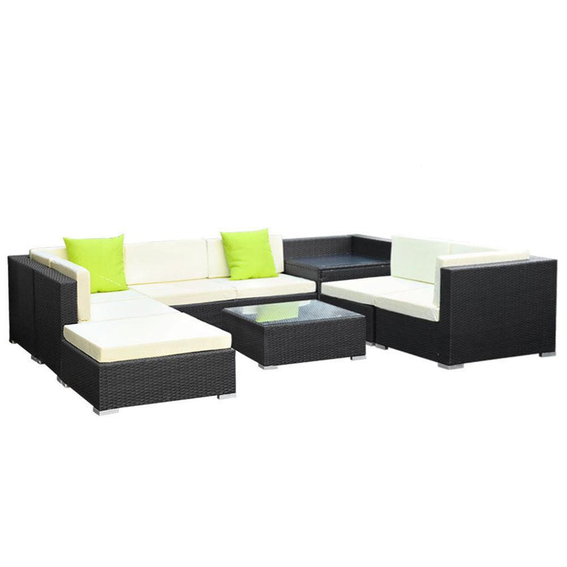 Gardeon 9PC Sofa Set with Storage Cover Outdoor Furniture Wicker - John Cootes