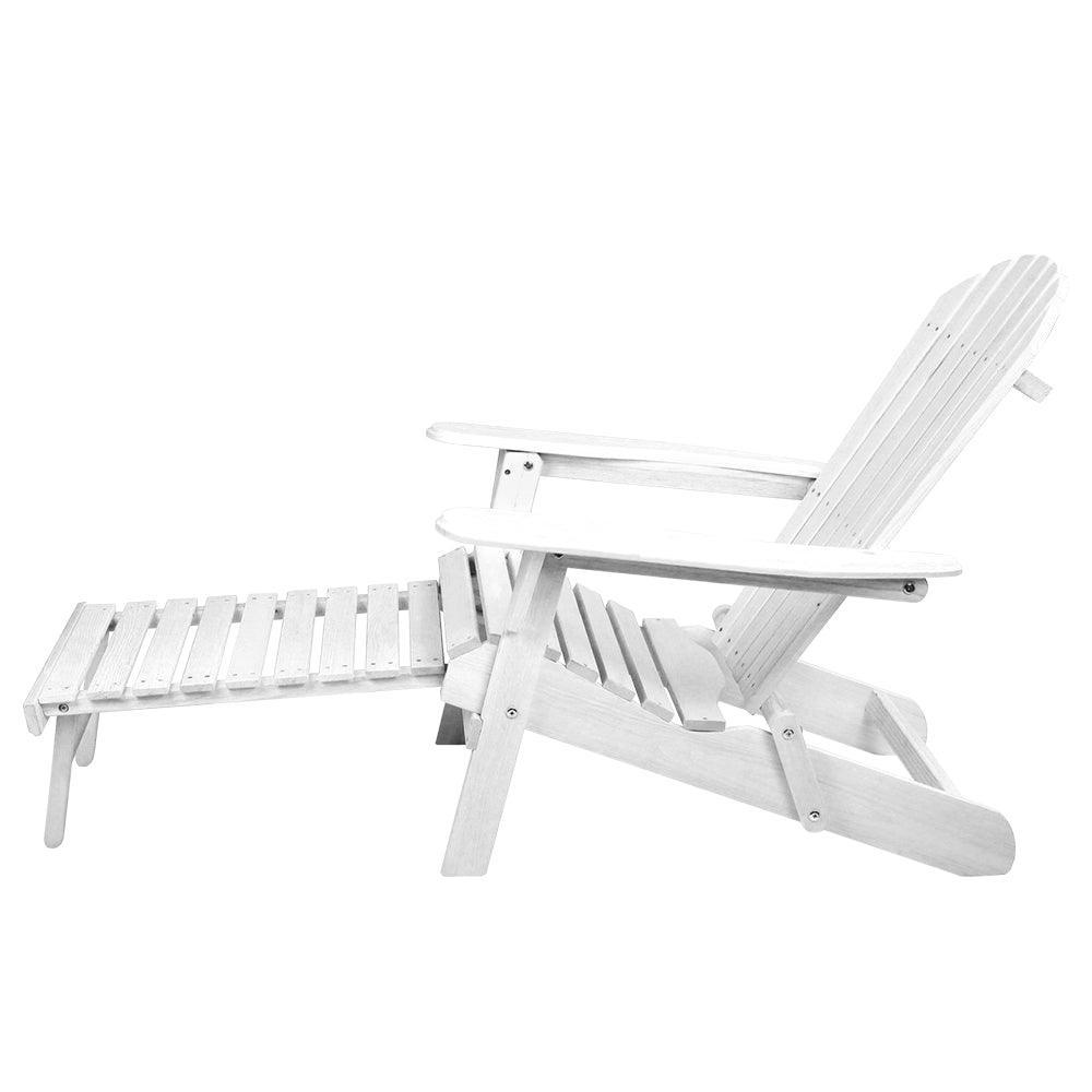 Gardeon Adirondack Beach Chair with Ottoman - White - John Cootes