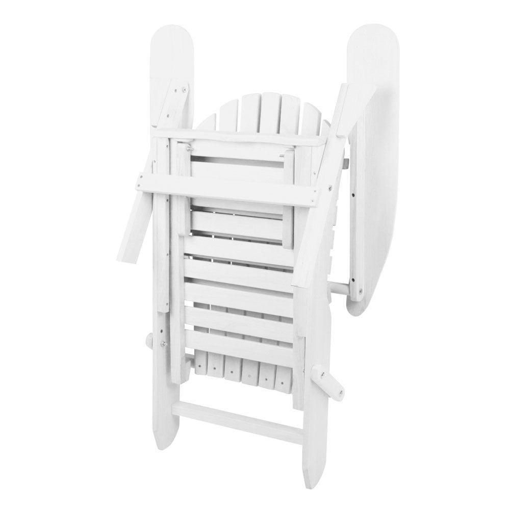 Gardeon Adirondack Beach Chair with Ottoman - White - John Cootes