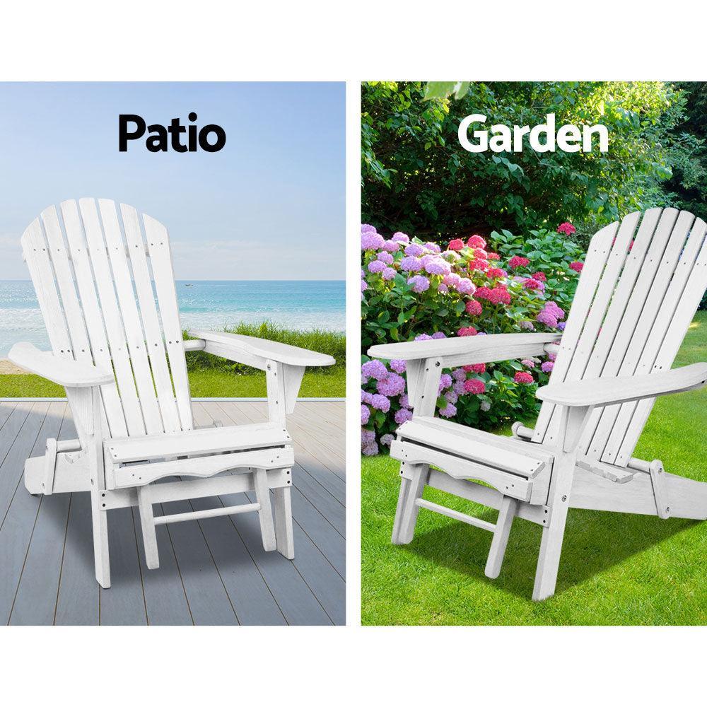 Gardeon Adirondack Beach Chair with Ottoman - White - John Cootes