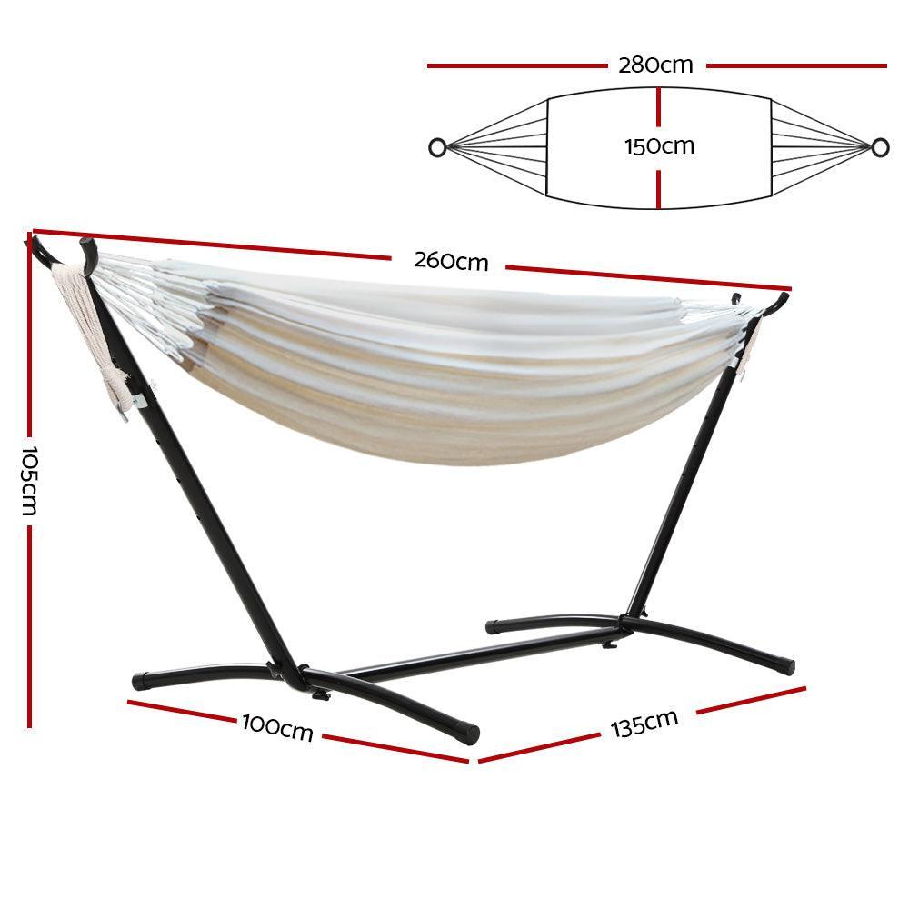 Gardeon Camping Hammock With Stand Cotton Rope Lounge Hammocks Outdoor Swing Bed - John Cootes