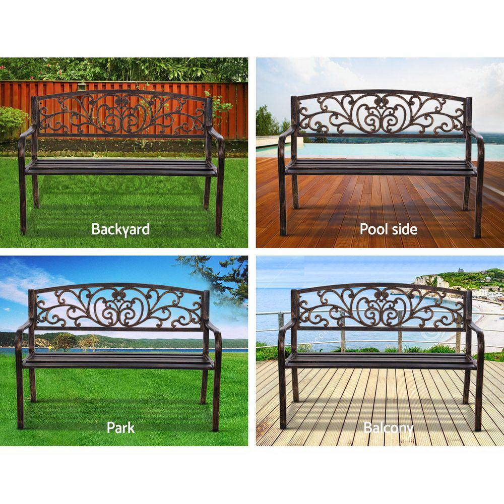 Gardeon Cast Iron Garden Bench - Bronze - John Cootes