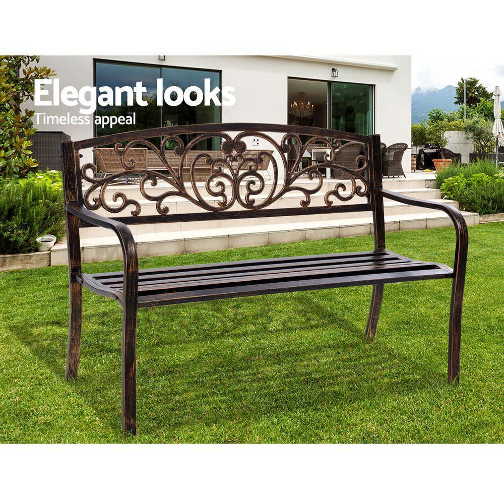 Gardeon Cast Iron Garden Bench - Bronze - John Cootes