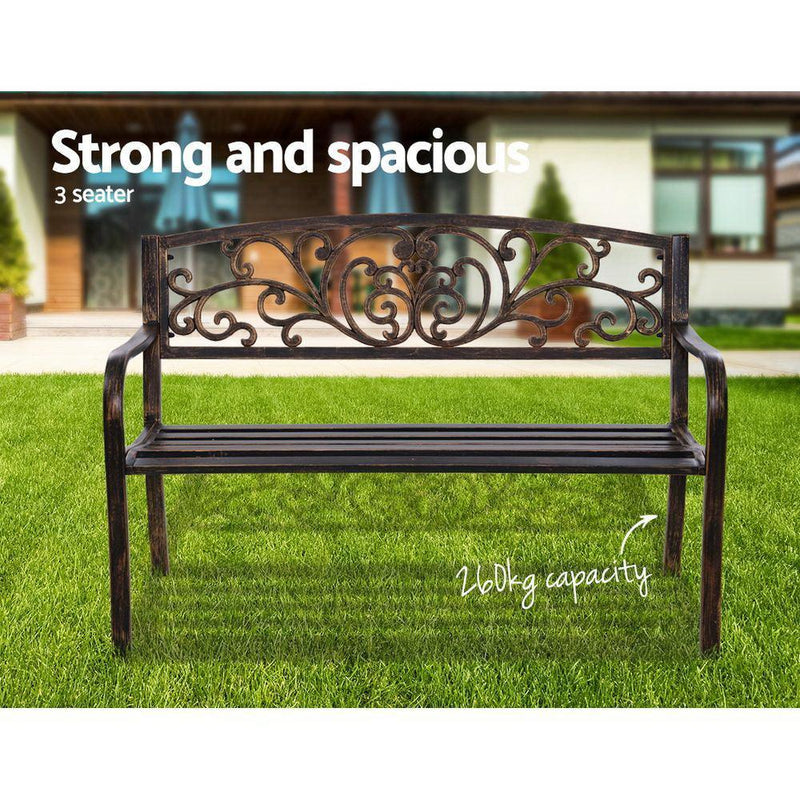 Gardeon Cast Iron Garden Bench - Bronze - John Cootes