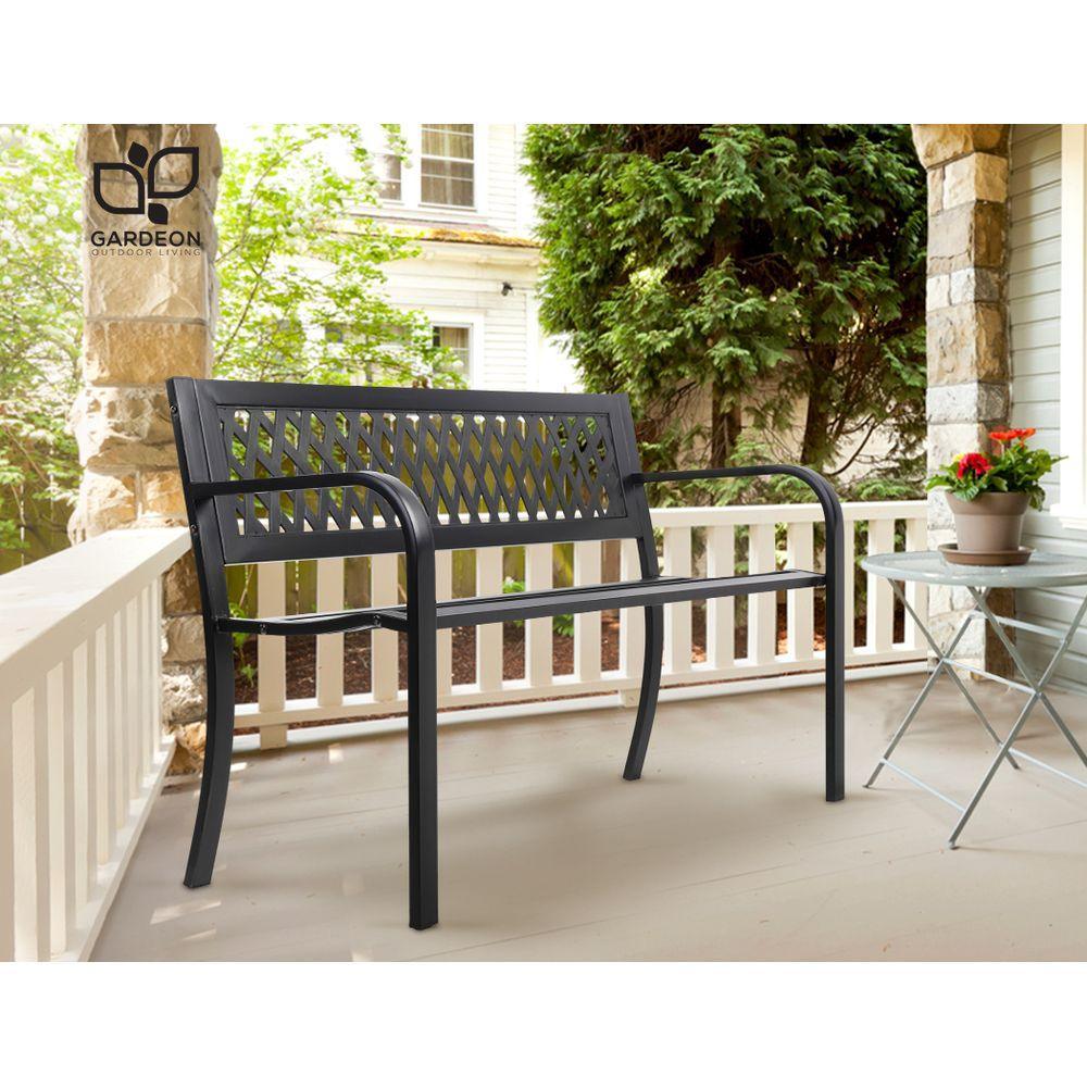 Gardeon Cast Iron Modern Garden Bench - Black - John Cootes