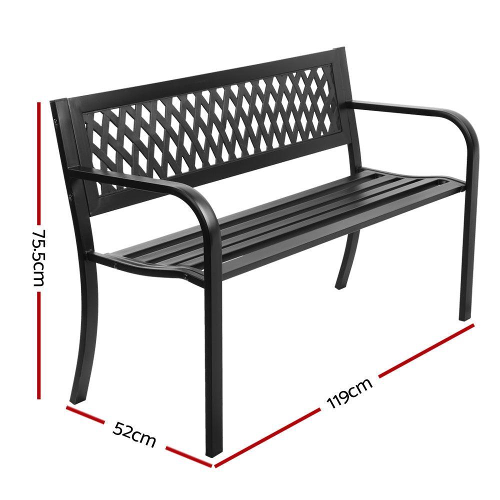 Gardeon Cast Iron Modern Garden Bench - Black - John Cootes