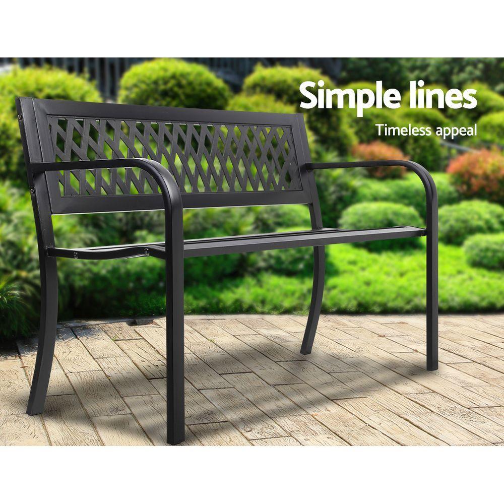 Gardeon Cast Iron Modern Garden Bench - Black - John Cootes