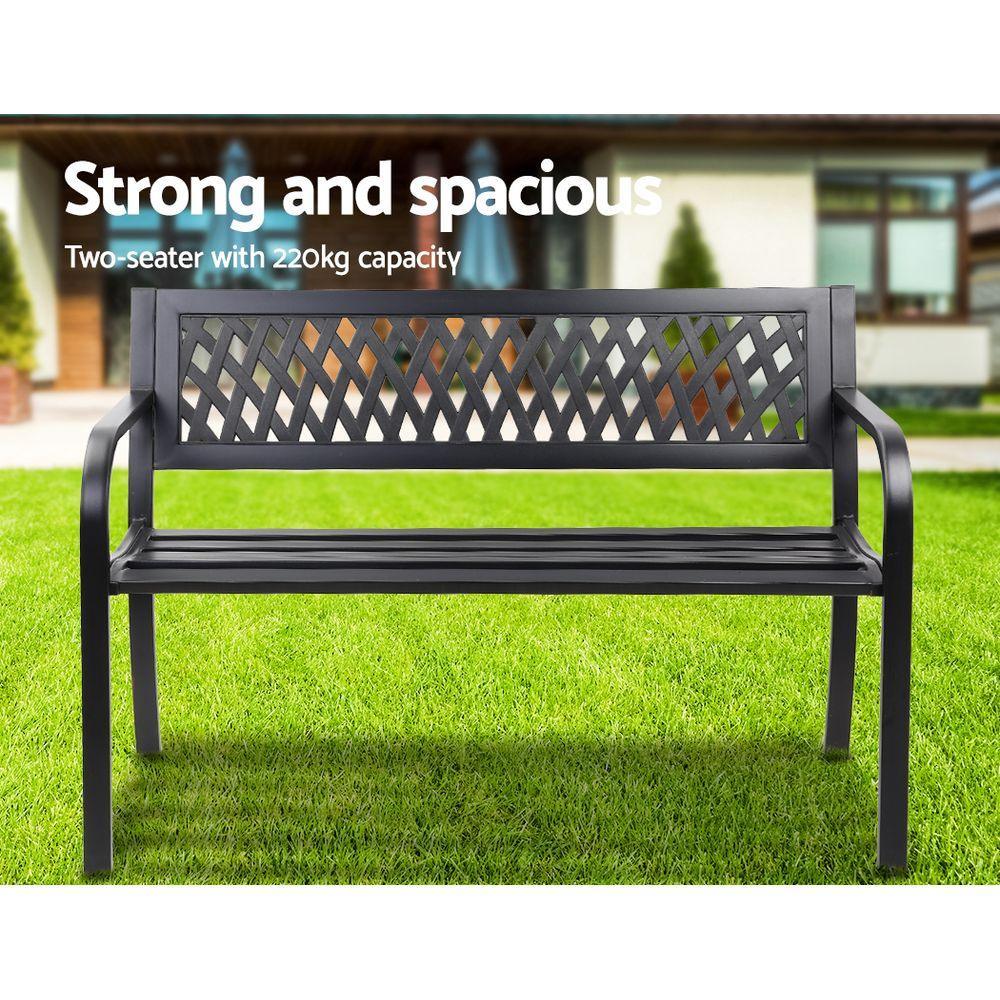 Gardeon Cast Iron Modern Garden Bench - Black - John Cootes