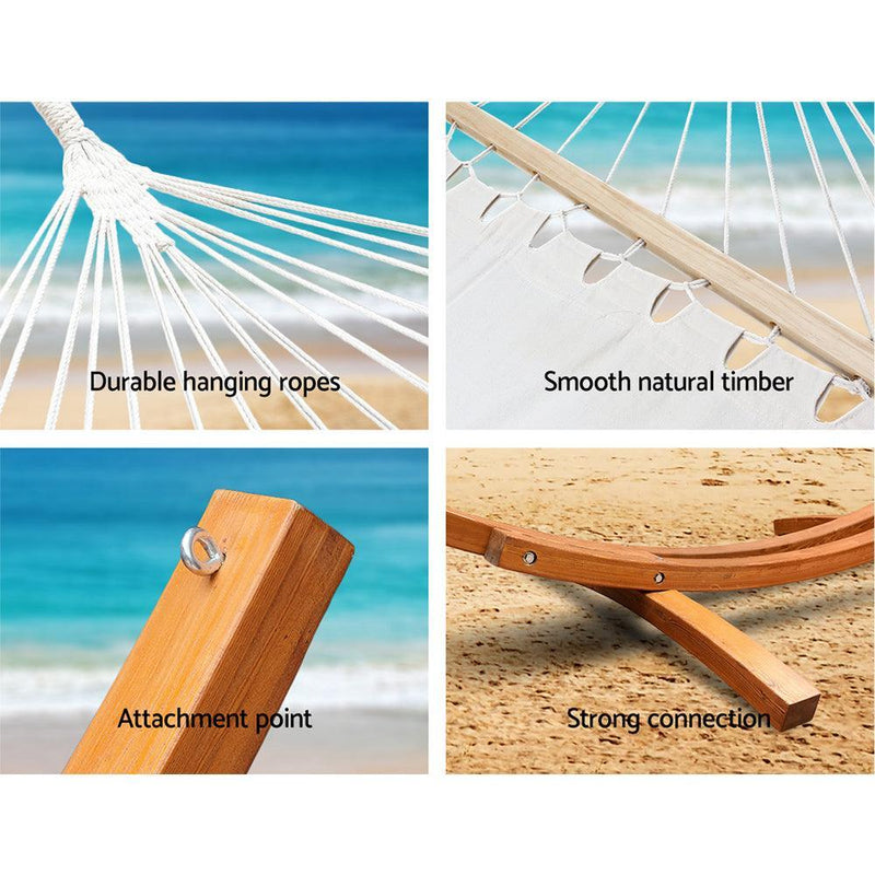 Gardeon Double Hammock with Wooden Hammock Stand - John Cootes