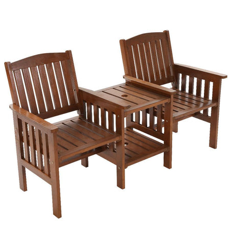 Gardeon Garden Bench Chair Table Loveseat Wooden Outdoor Furniture Patio Park Brown - John Cootes