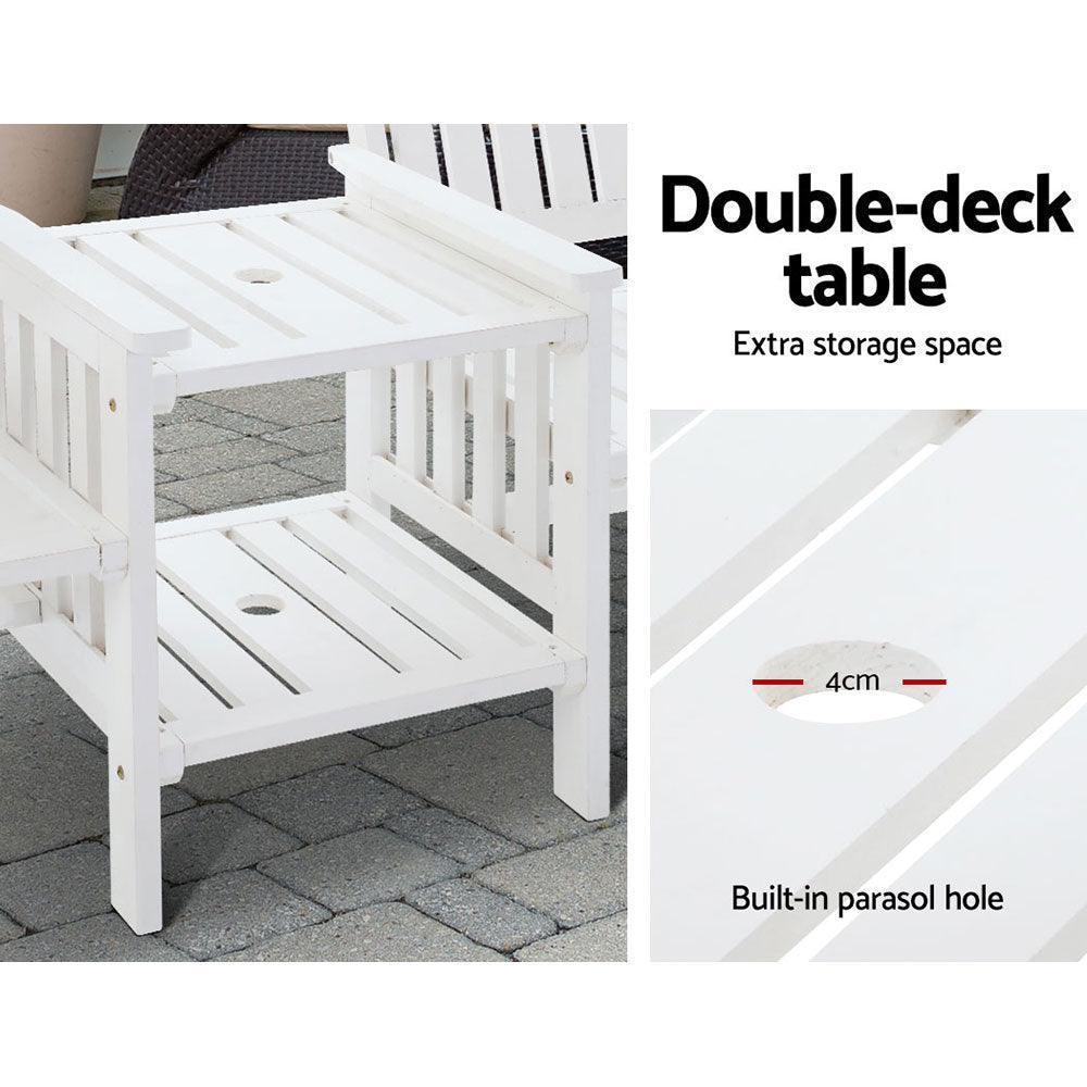 Gardeon Garden Bench Chair Table Loveseat Wooden Outdoor Furniture Patio Park White - John Cootes