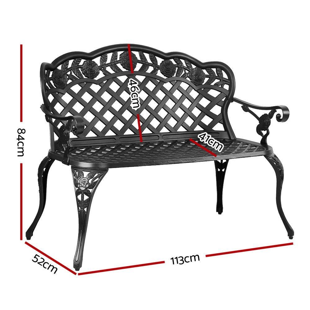 Gardeon Garden Bench Patio Porch Park Lounge Cast Aluminium Outdoor Furniture - John Cootes