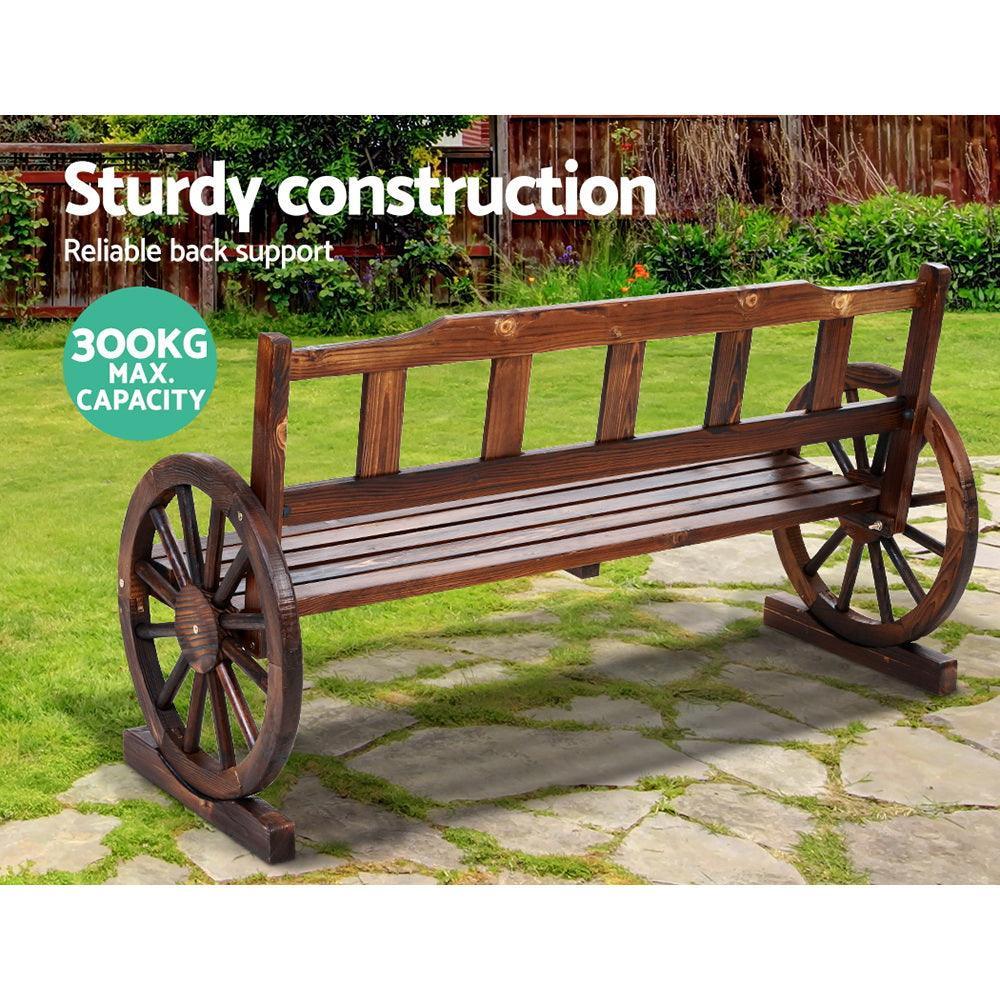 Gardeon Garden Bench Wooden Wagon Chair 3 Seat Outdoor Furniture Backyard Lounge Charcoal - John Cootes