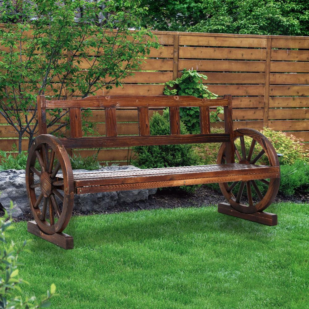 Gardeon Garden Bench Wooden Wagon Chair 3 Seat Outdoor Furniture Backyard Lounge Charcoal - John Cootes