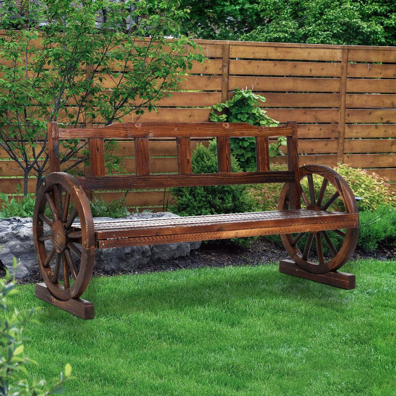 Gardeon Garden Bench Wooden Wagon Chair 3 Seat Outdoor Furniture Backyard Lounge Charcoal - John Cootes