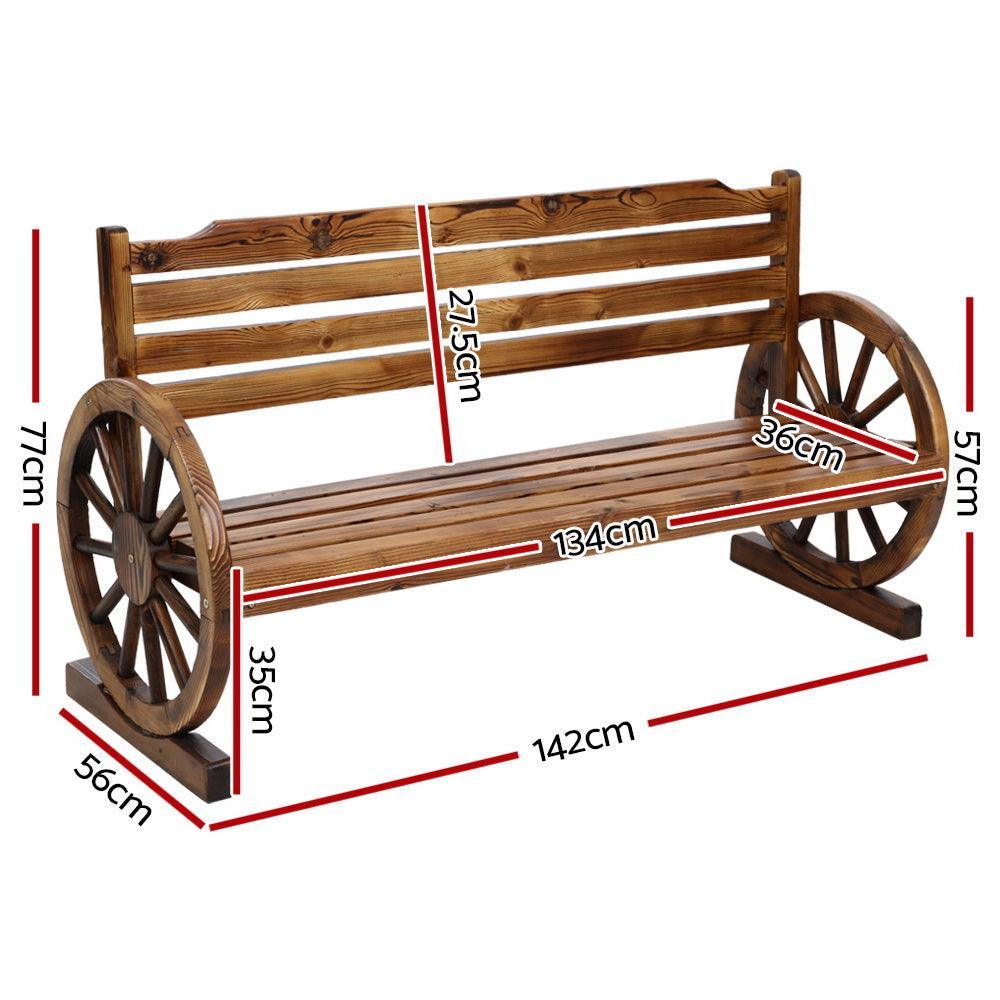 Gardeon Garden Bench Wooden Wagon Chair 3 Seat Outdoor Furniture Backyard Lounge - John Cootes